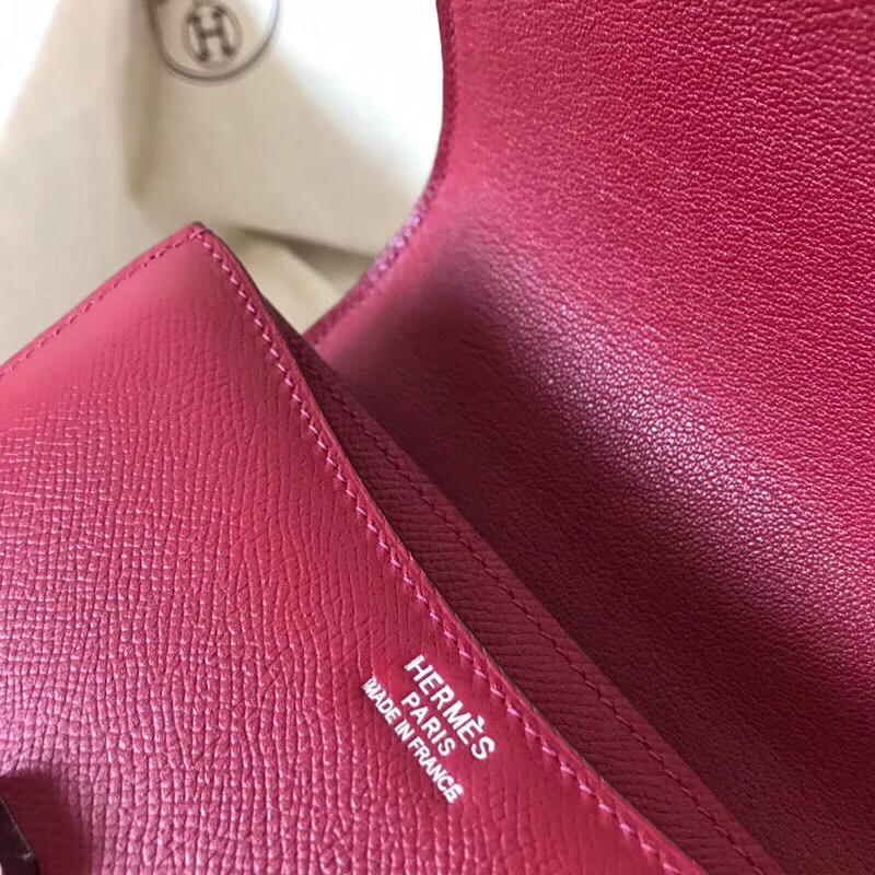 Hermes Constance 24cm Shoulder Bag In Burgundy Epsom Leather